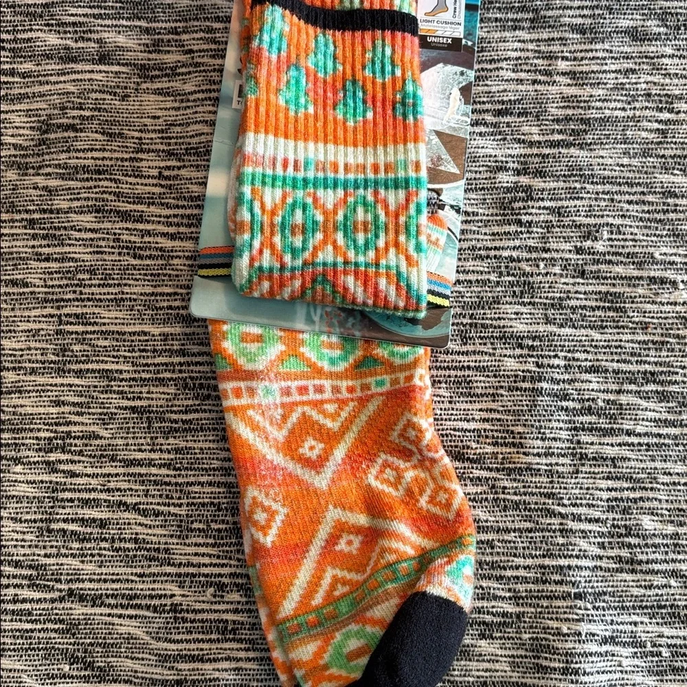 NWT UNISEX Smartwool everyday socks, large, orange  pattern